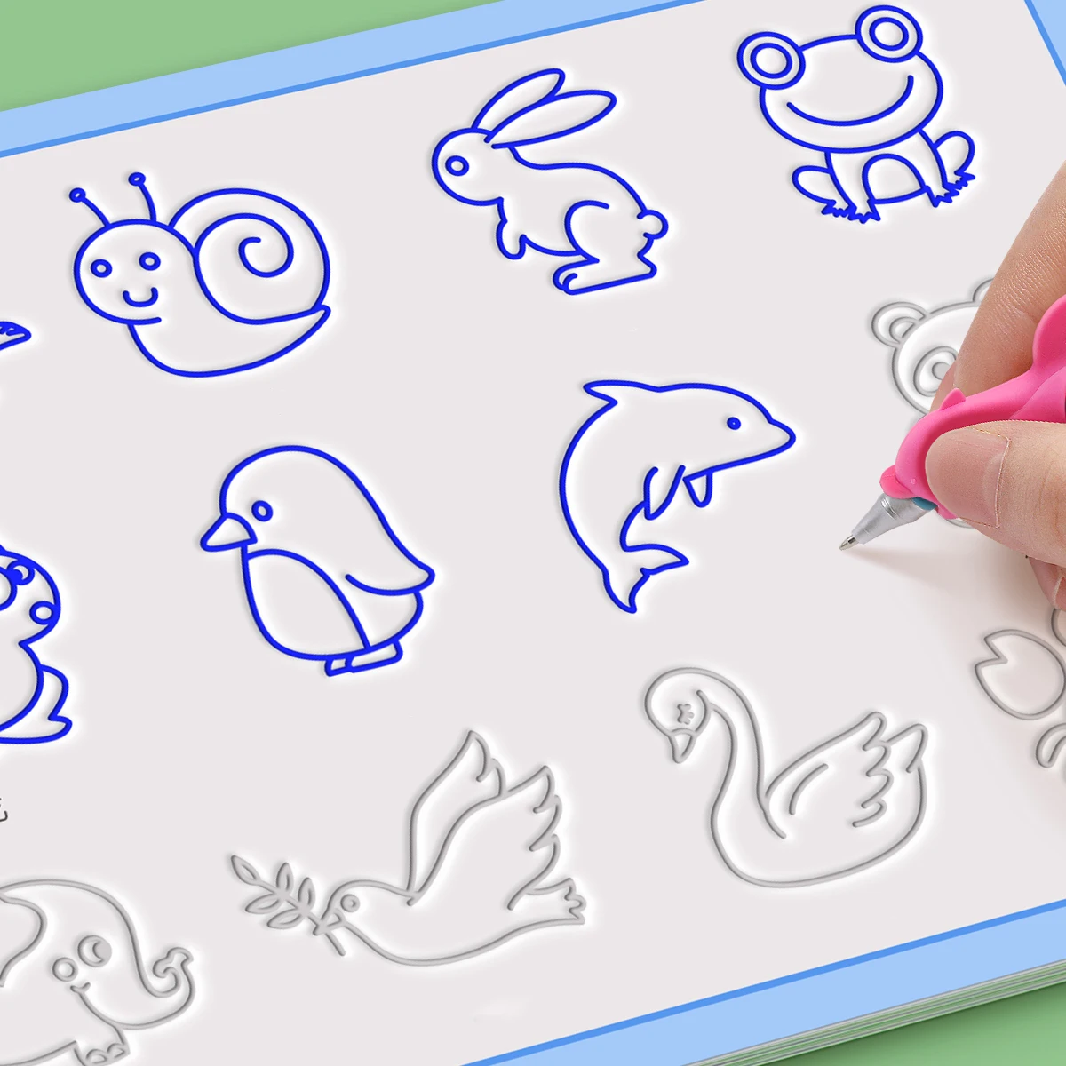 

Reusable Groove Handwriting Practice Book, Drawing Practice Book with Groove Lines to Train Pen Control Skills - Stimulates Imagination and Art Skills, Perfect Back-To-School Gift, Birthday Gift, Easter and Christmas Educational Workbook