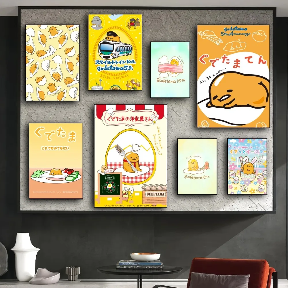 MINISO Sanrio Gudetama Lazy Egg Poster Prints Wall Pictures Living Room Home Decoration