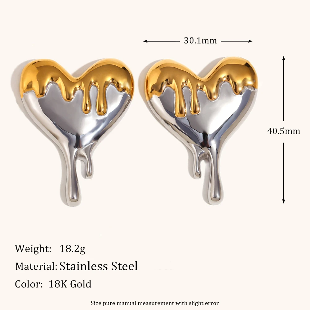 La. Muses Cream Melted Mixed Color Love Stainless Steel Women's Earrings Fashion Romantic Waterproof Jewelry Gift