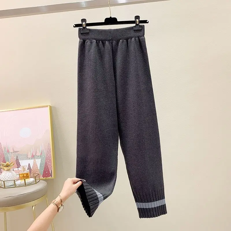 سراويل نسائية فضفاضة غير رسمية جديدة مرنة عالية الخصر واسعة الساق سراويل غير رسمية بطول الكاحل سراويل نسائية لخريف وشتاء 2025 CQ55