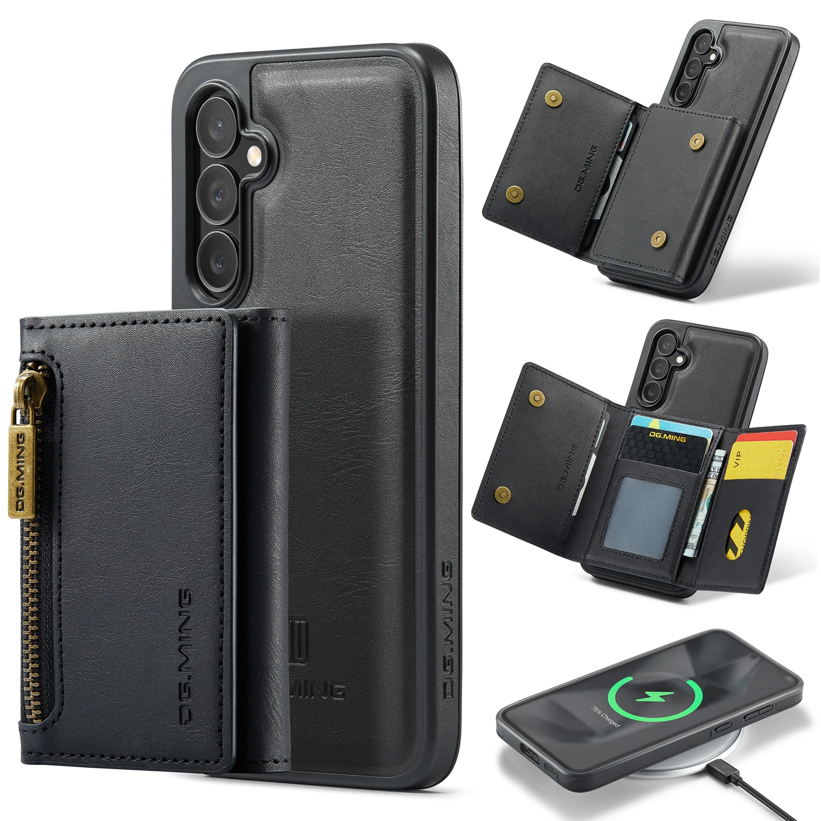 For Samsung Galaxy S24 FE Ultra Plus Case DG.MING 2 in 1 Magnetic Detachable Leather Wallet Phone Cover M5