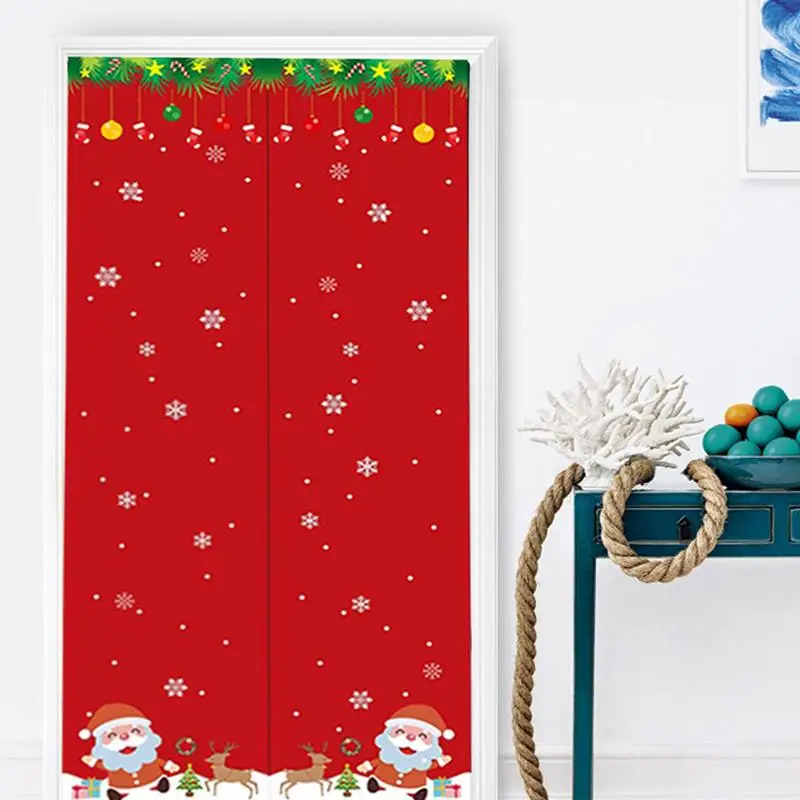 Creative Christmas Door Curtains Sound Proof Curtains Magnetic 37x80 Inches Thicken Door Cover Blanket Screen Thermal Door