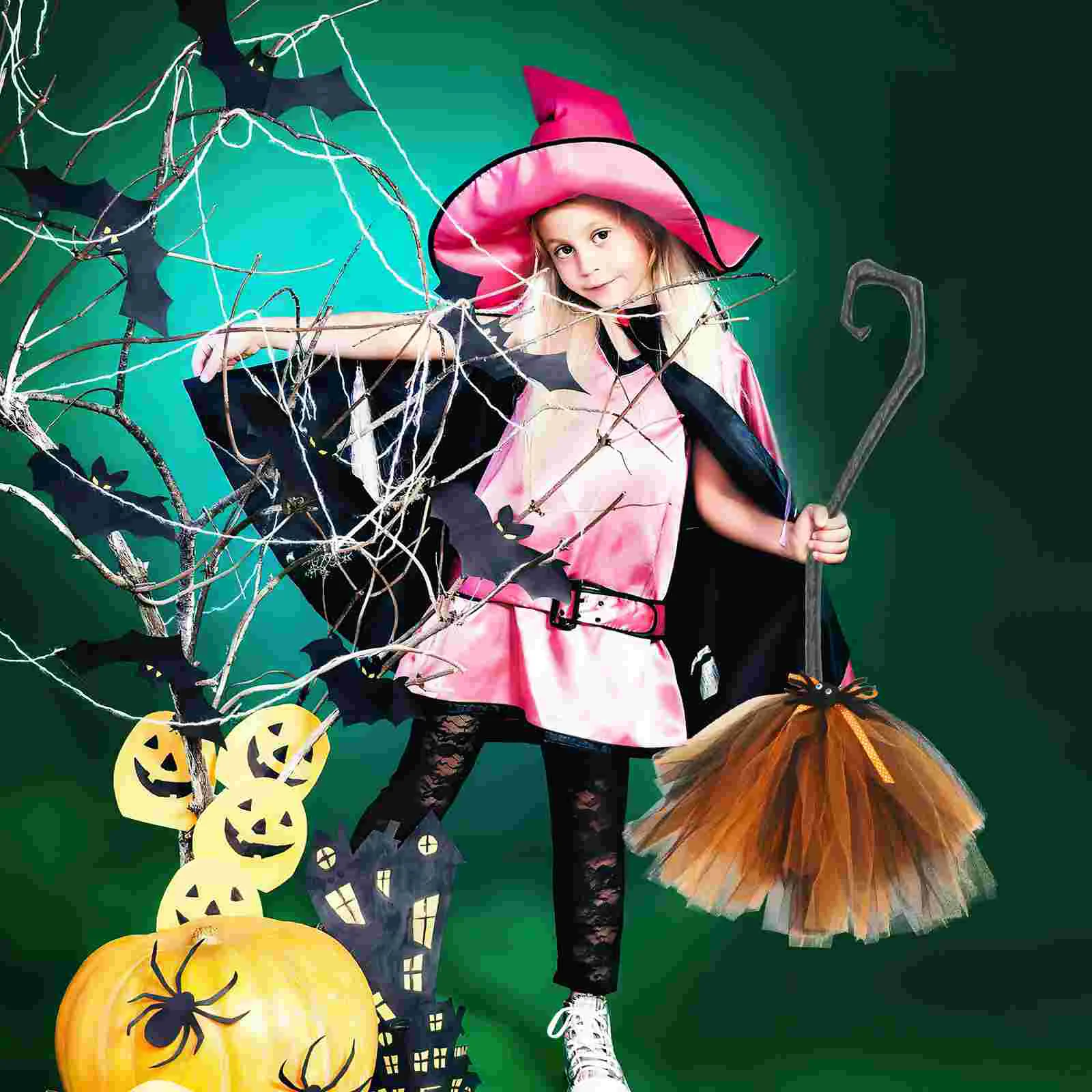 Small Witch Broomstick Cosplay Props Halloween For Decor Ornament Detachable Party