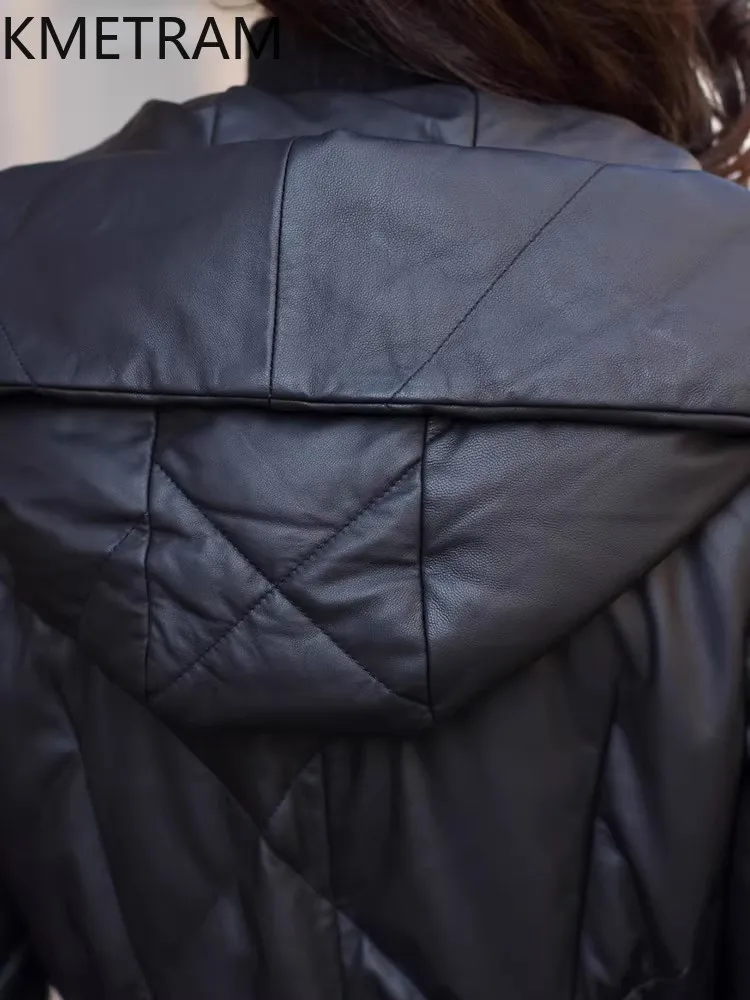 KMETRAM Piumino in vera pelle di pecora naturale 2025 Nero Donna Abbigliamento Inverno Lungo Nuovo Capispalla manteaux hiver femme