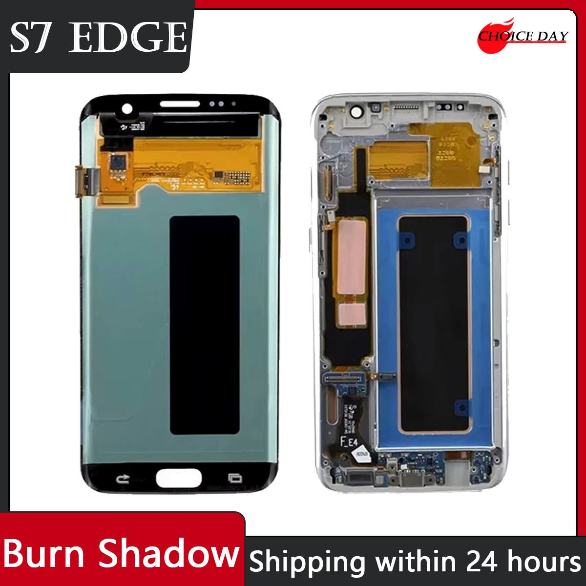 Super AMOLED LCD For Samsung Galaxy S7 Edge G935 G935F SM-G935FD LCD Display Touch Screen With Burn Shadow+Back Cover With Tools