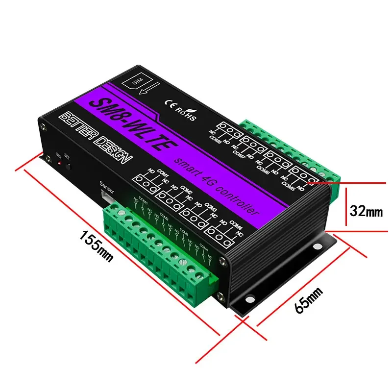 Módulo do interruptor de relé, GSM, vida inteligente, 8 soquete de saída, DC 30V, AC 250V