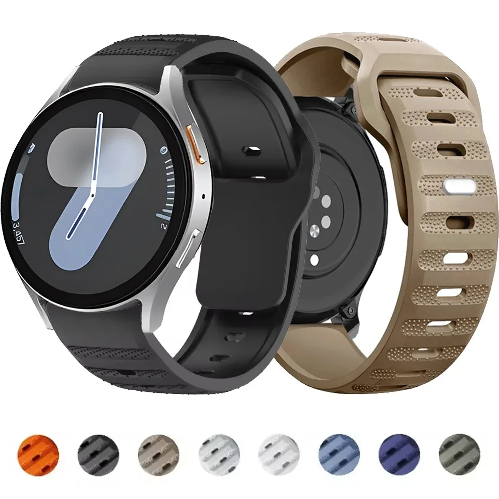 22mm 20mm Sports Silicone Strap for Samsung Galaxy Watch 7 6 5 4 Breathable Band for Huawei Watch GT5/GT4 46mm Amazfit Balance 2