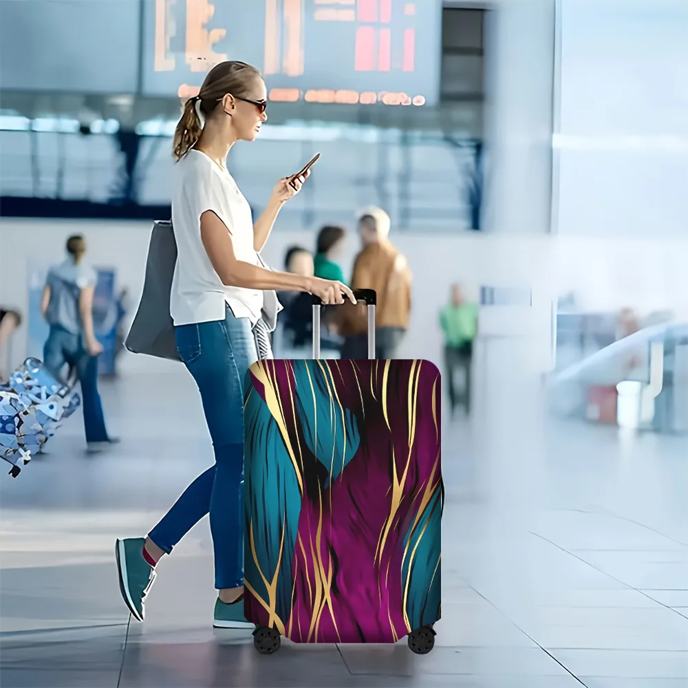 

1 PC abstract digital art trunk lid for luggage sizes 18 – 32 inches; dust and elastic travel accessory in vibrant teal and m