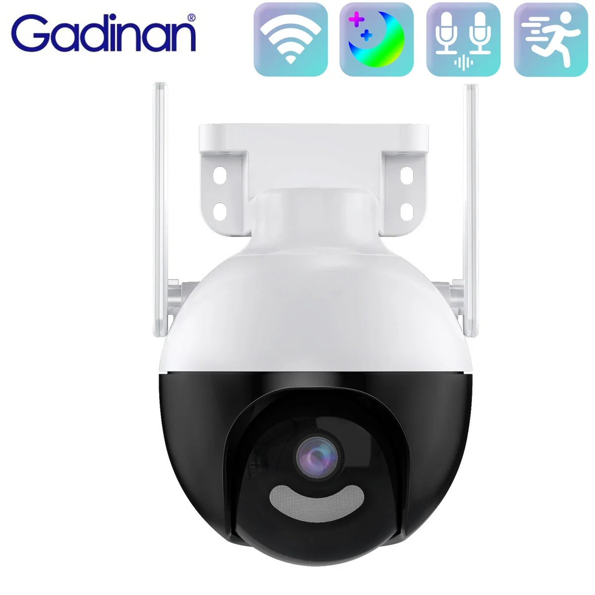 Gadinan Outdoor Weatherproof 8MP 4MP WiFi PTZ Camera Two-Way Audio Smart Lnfrared/Color Night Vision Security Camera 5x Digital