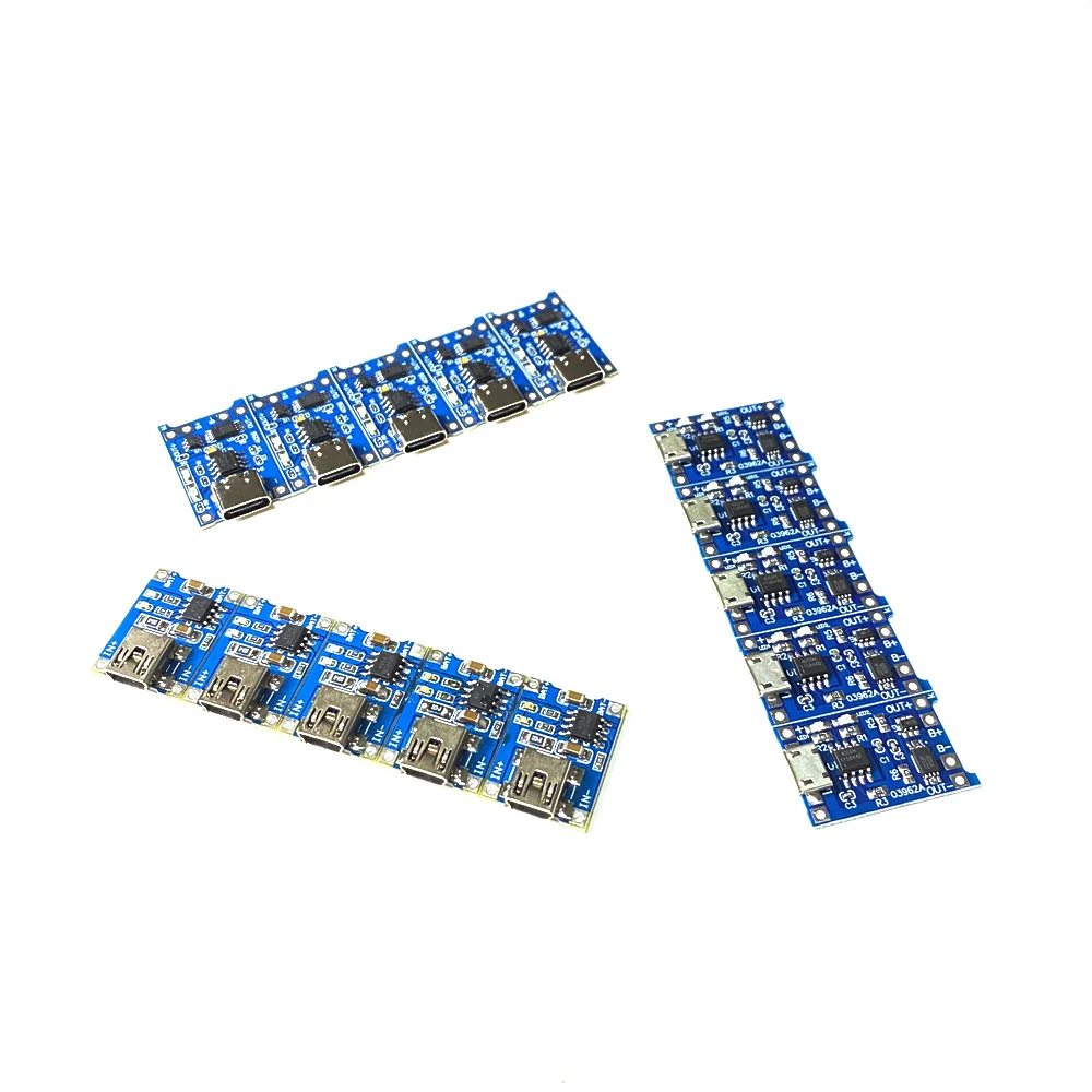 5-50PCS Type-c Micro USB 5V 1A 18650 TP4056 Lithium Battery Charger Module Charging Board With Protection Dual Functions 1A