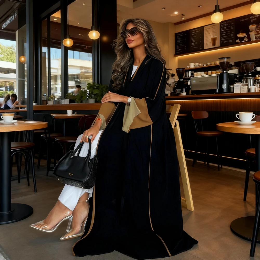 

Ид Мусульманские женщины Абая Элегантные марокканские вечерние платья Рамадан Кардиган с раздельными рукавами Абая Кафтан Дубай Арабский длинный халат 2026