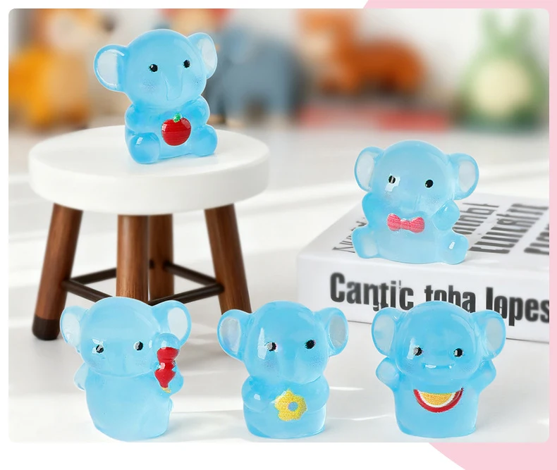 10 قطعة يتوهج في الظلام لطيف الطفل الفيل الراتنج سطح المكتب زينة الحلي Diy بها بنفسك اليدوية دبوس المفاتيح اكسسوارات اللعب