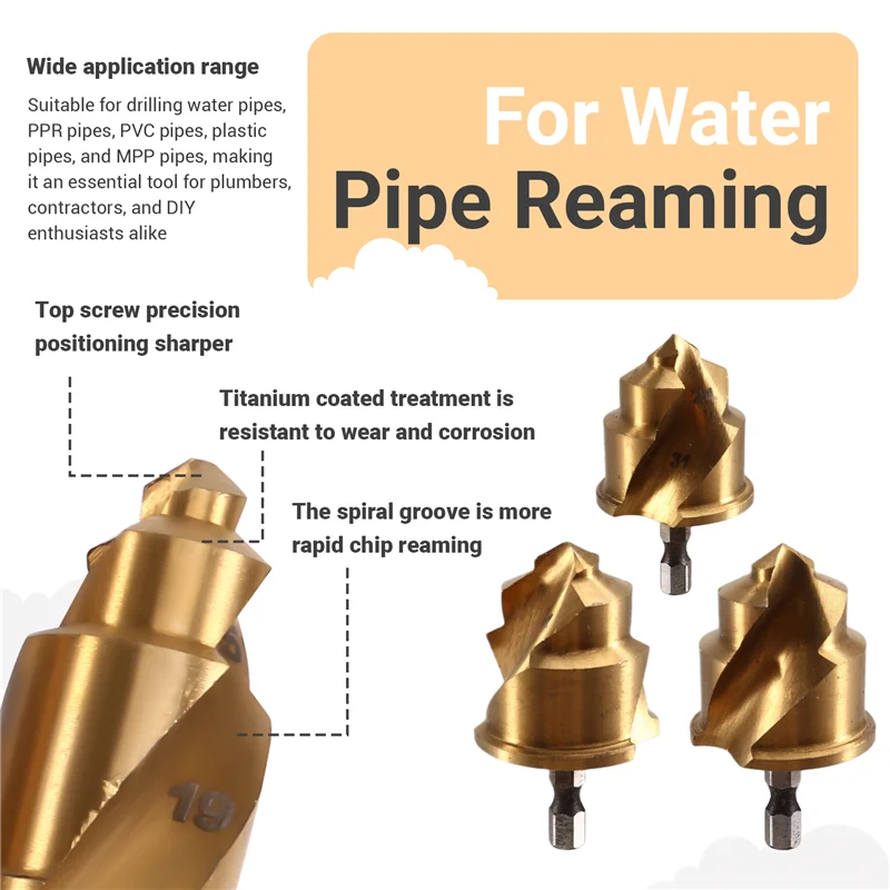 BAAG-3Pcs 20/25/32 мм ступенчатое сверло с ограничением поворотной канавкой PPR подъемные конусные сверла для развертывания водопроводных труб