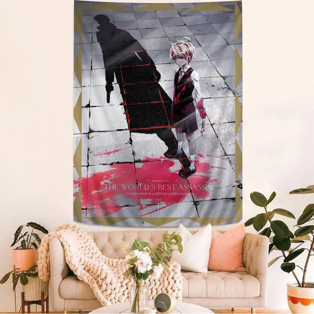 The World's Finest Assassin Gets Reincarnated Printed Large Wall Tapestry Wiszące Tarot Hippie Dywaniki ścienne Dorm Home Decor