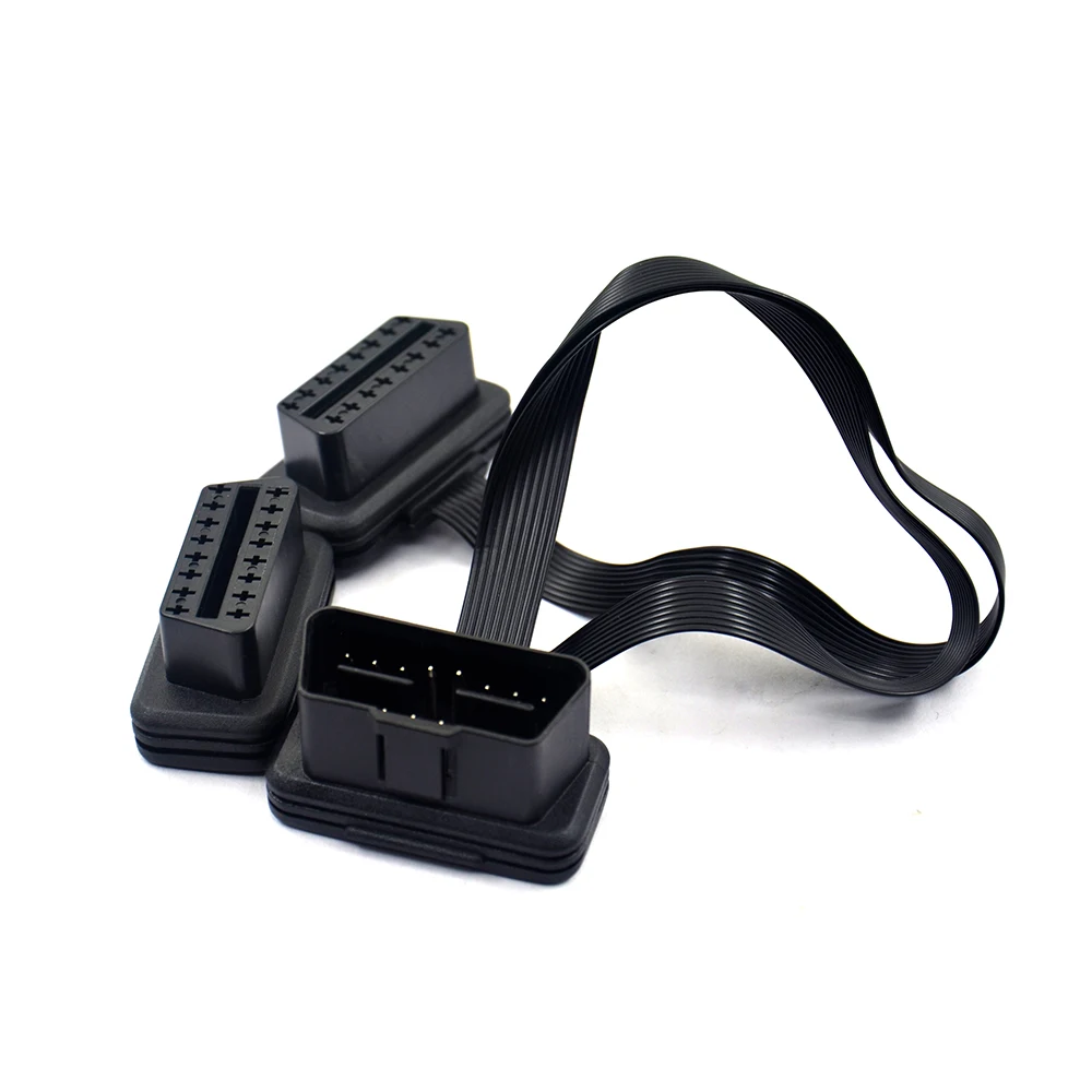 

Удлинитель OBDII, двойной разъем Y-разветвитель OBD2, 16-контактный разъем «папа-мама», плоский + тонкий, как лапша ELM327