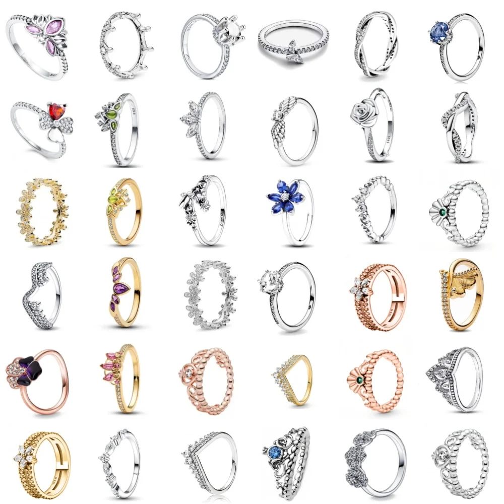 حار جديد غرامة الأصلي 925 الفضة لوتس محظوظ خواتم فراشة الأزرق زهرة خاتم اكسسوارات صالح حفل زفاف النساء المجوهرات هدية