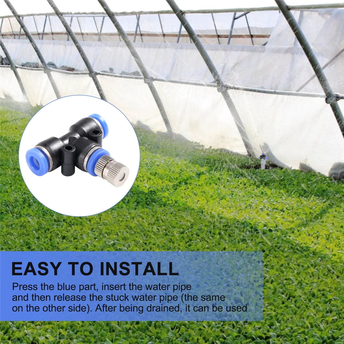 Kit de boquillas de nebulización de 1/4 pulgadas, dispositivo de refrigeración por pulverización, conectores para sistema de refrigeración de agua al aire libre, 10 piezas