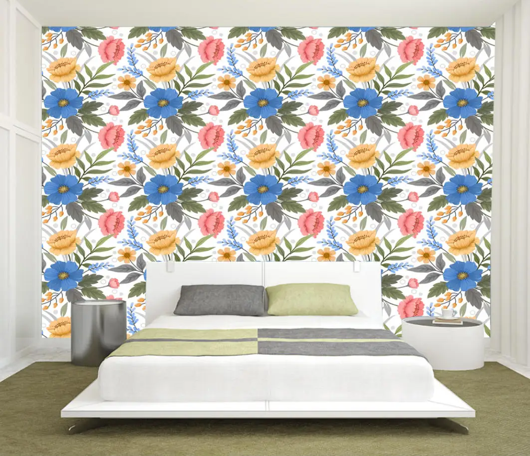 

Custom size wallpaper Nordic style fresh countryside flower TV background wall living room background murals 3d wallpaper
