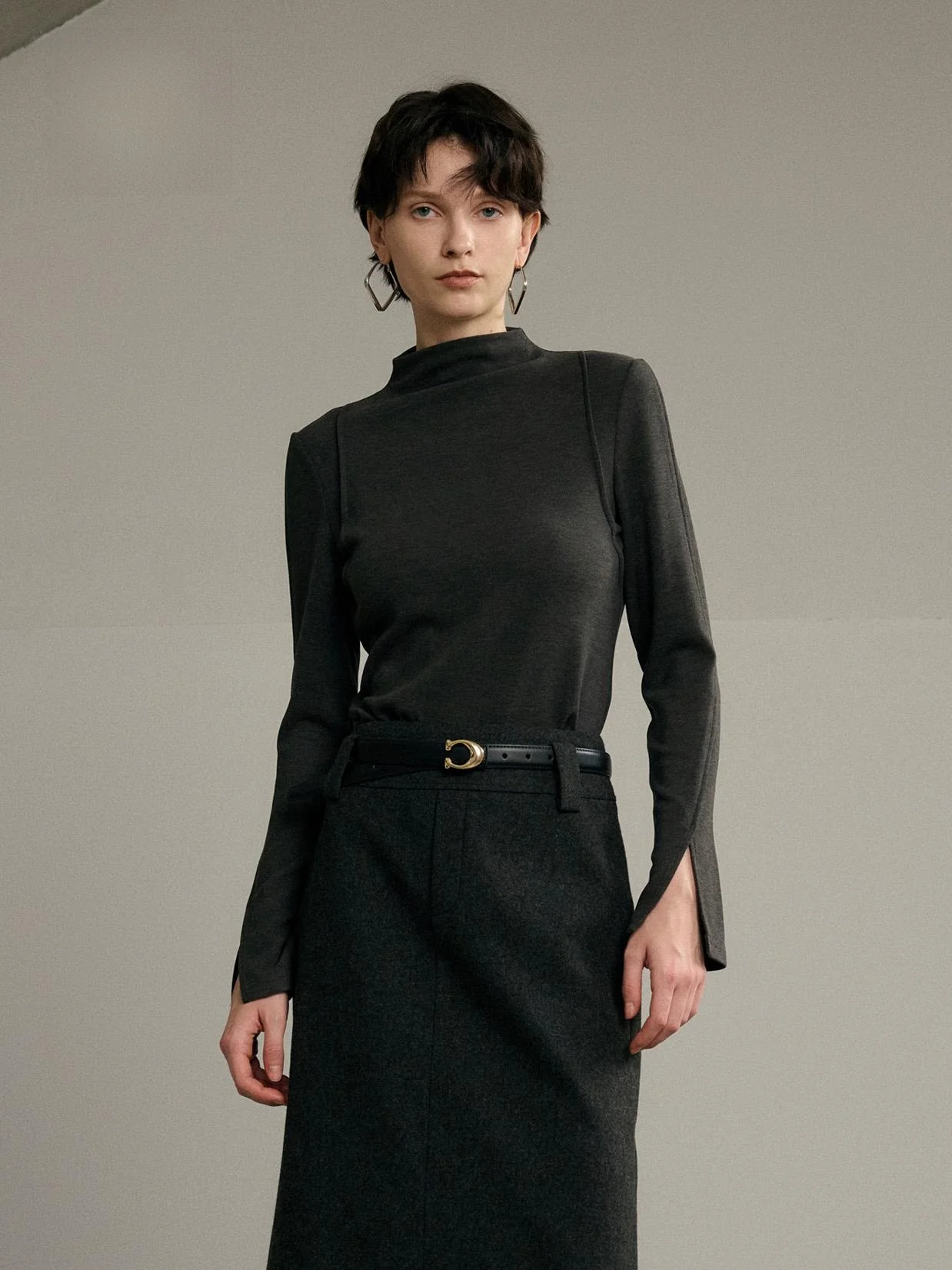 

QFKQ Skin-friendly Slim Fit Long Sleeve High Collar T-shirt Quality Base Layer Spring New Style Half High Collar Small Shirt