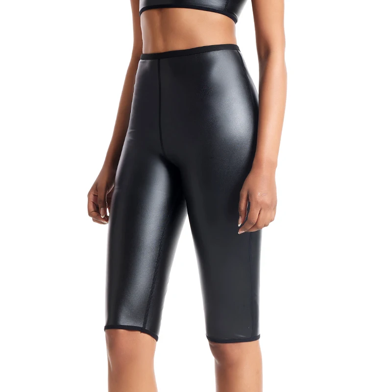 Calças de couro de cintura alta para mulheres, calças justas de cintura alta, leggings fitness, calças de ioga, calções de couro falso