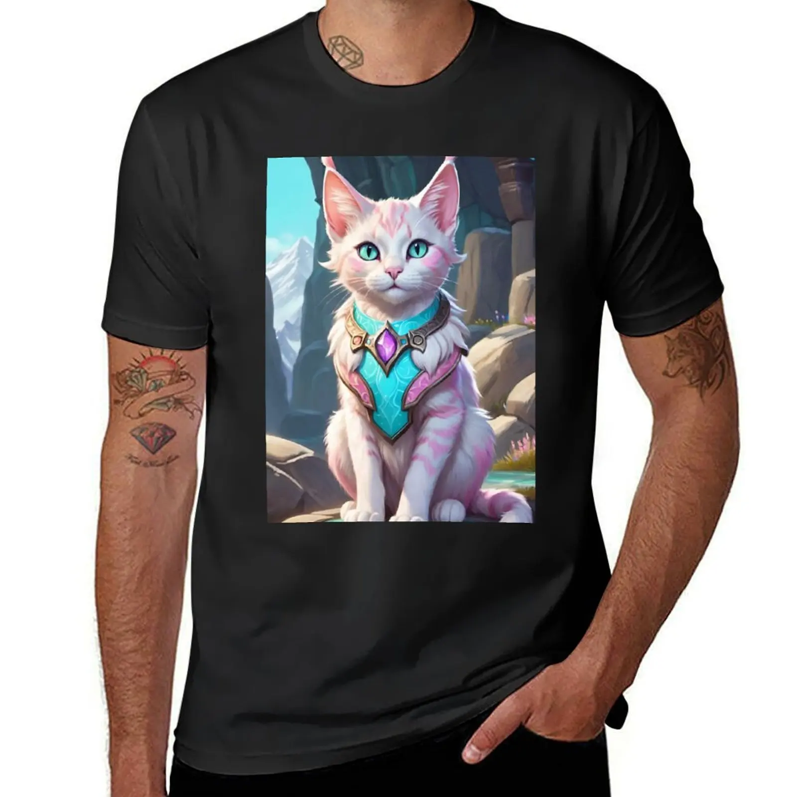 Marshmallow Cat T-Shirt kawaii clothes summer tops customs design your own Short sleeve tee men