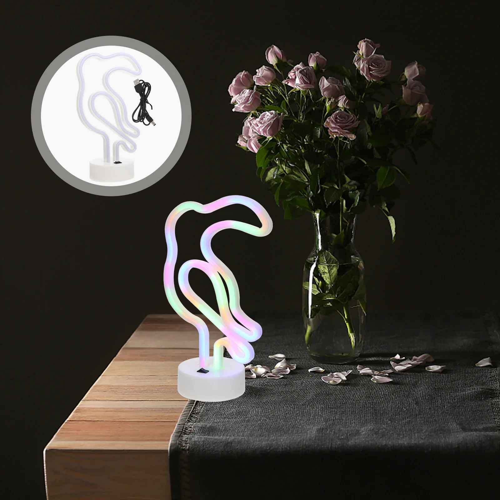 علامة النيون لغرفة النوم الببغاء الفني مصباح LED ضوء الليل الديكور الإبداعي الدافئة جو حيوي الجدول الجرف عباءة