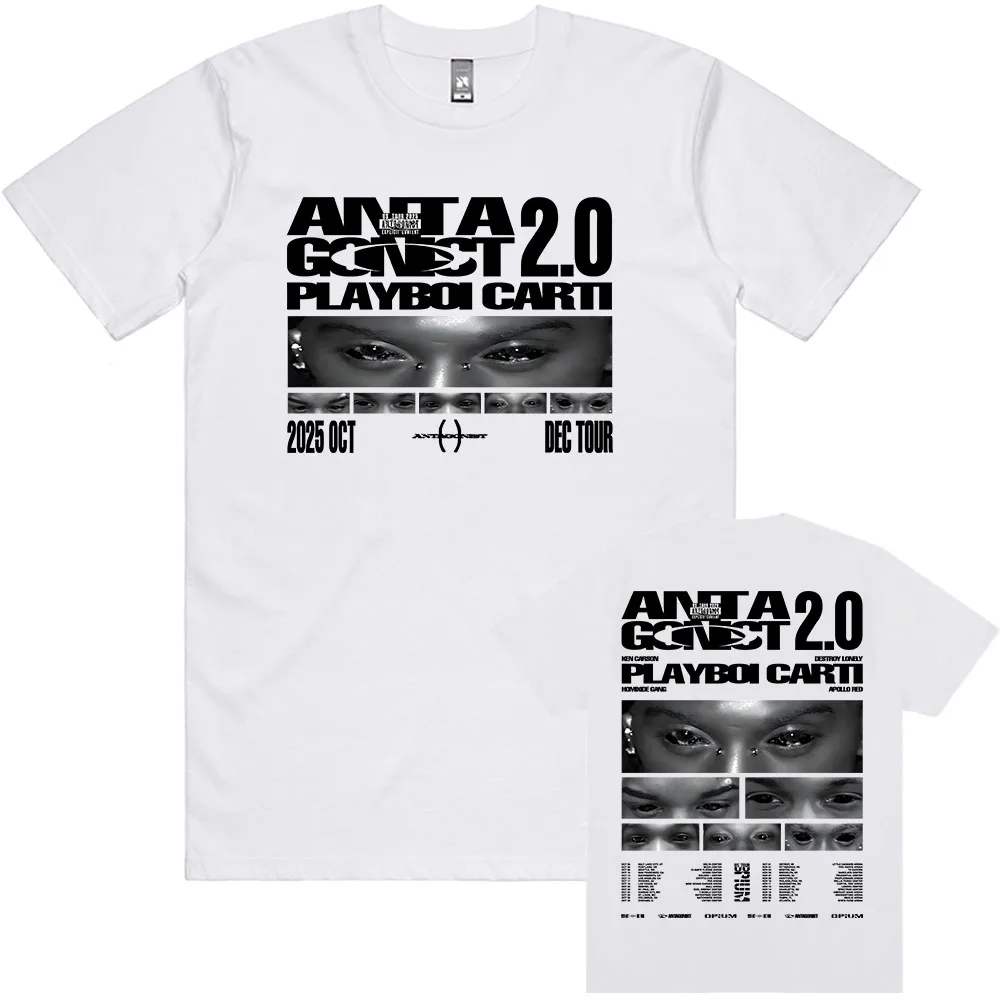 Koszulka PLAYBOI CART ANTAGONIST TOUR Krótki Rękaw Męska Koszulka Casual Moda Piosenkarz Graficzny Nadruk T-shirt Koszulki dla Mężczyzn i Kobiet