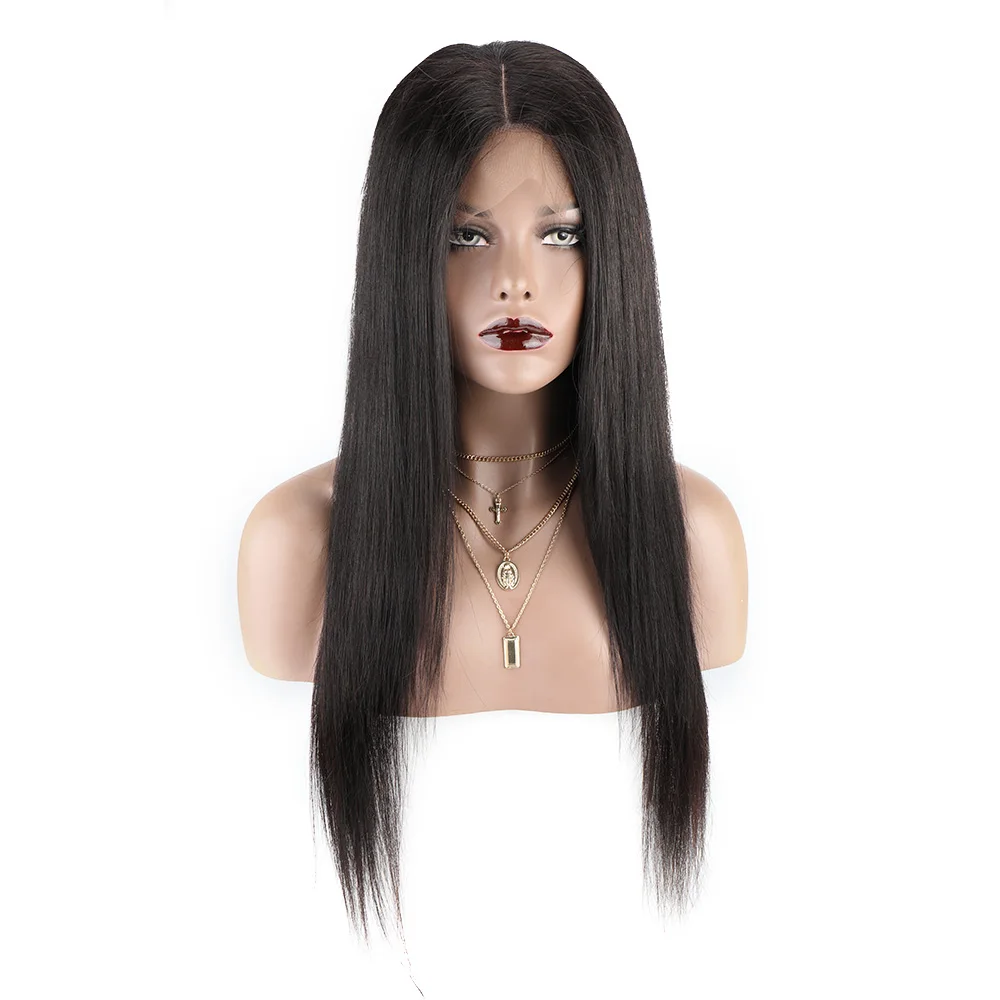 Brazilian Remy Straight Human Hair Wig Transparent Lace Front Human Hair Wig for Black Women Nature 4x4 Closure Wig 26 28inch