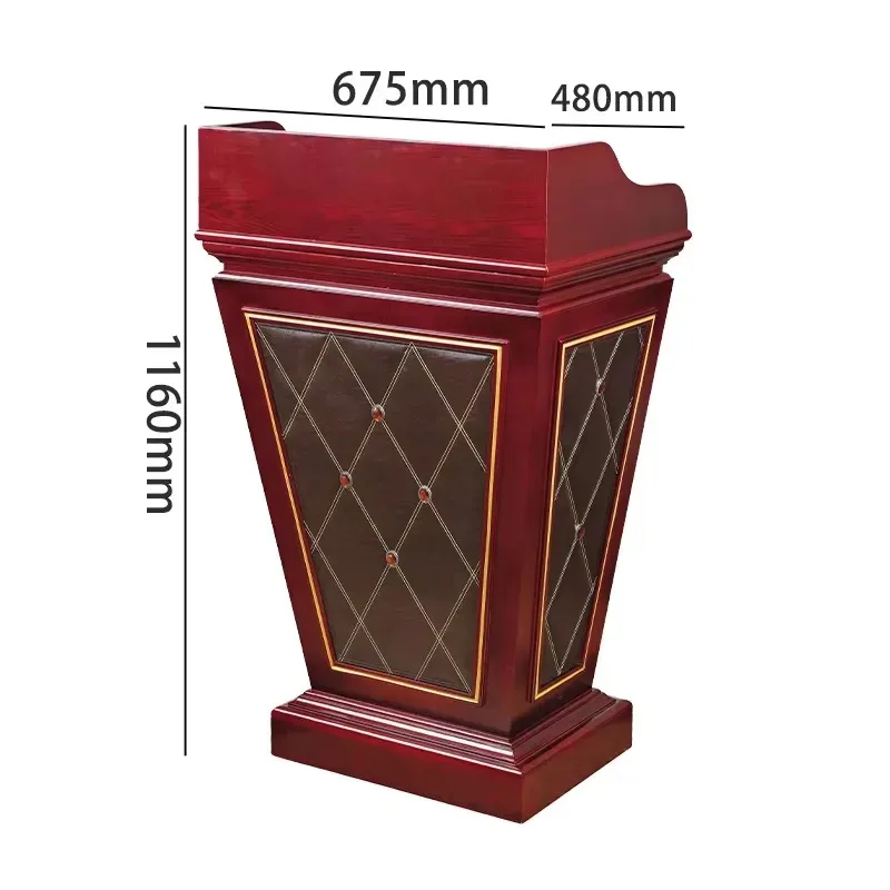 Modern MDF Podium with Leather and Copper Fittings for Church Hotel Lobby Lecture Table Meeting Furniture Stage