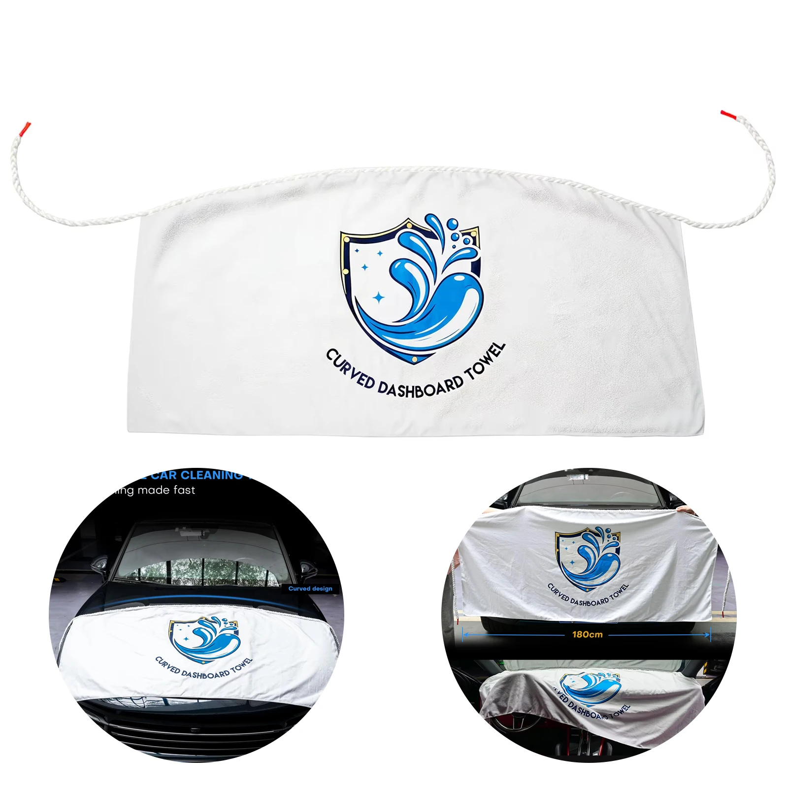 EHDIS Car Window Glass Clean Microfiber Towel With Water Absorbent Rope Windshield Protection Film Install Drying Cloth 180x90CM