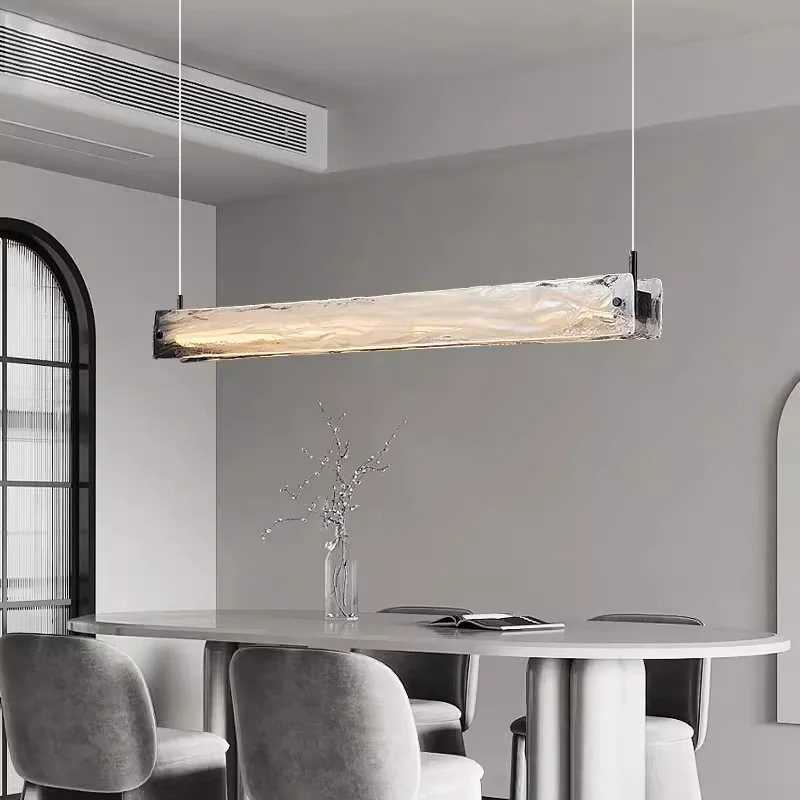 Simplicity Cloud Fog Glass Chandelier Modern Restaurant Bar bar counter Long Strip Hanging Lamp LED 230V Pendant Light Fixture