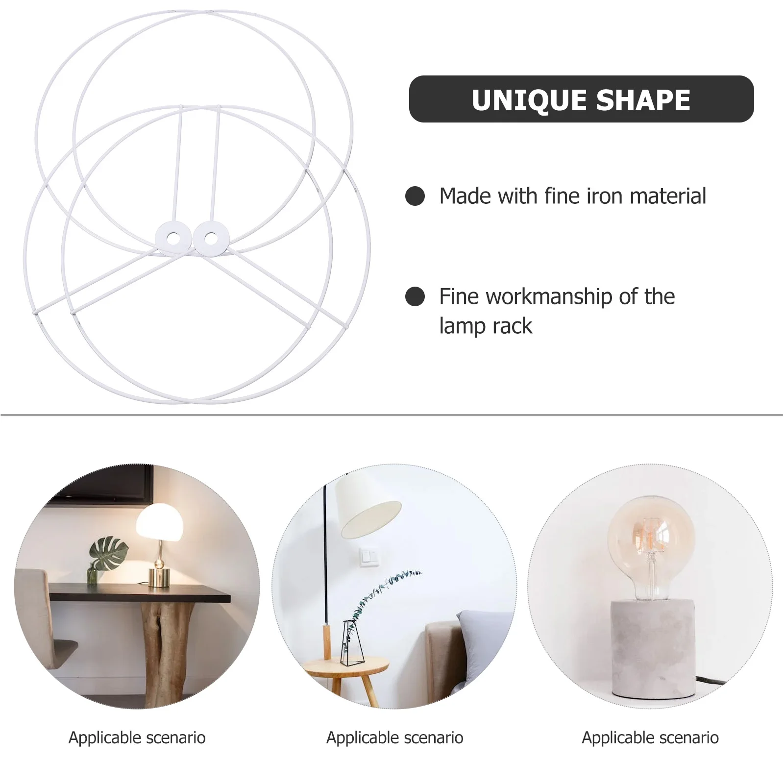 

2Sets Round Iron Lampshade Frame Rust Resistant DIY Lamp Shade Bracket for Home Restaurant Coffee Shop Pendant Lights