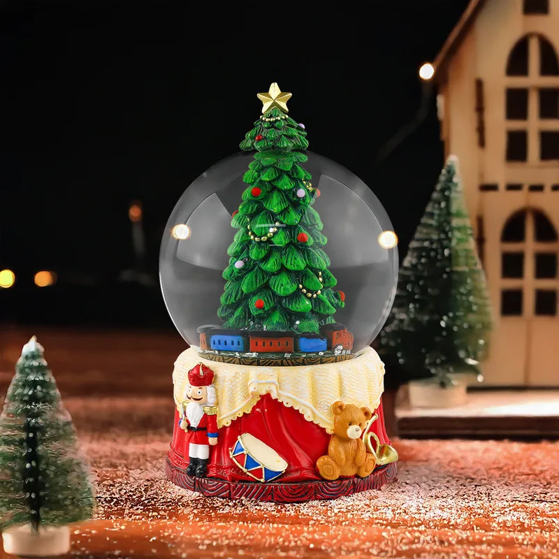 Crystal Ball Christmas Eight Music Box Photo Water Polo Snowball Attraction Snow Ball Resin Craft Ornaments