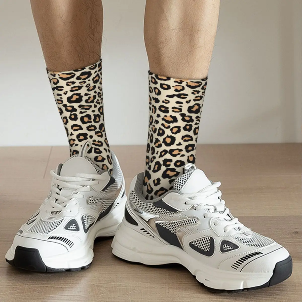 New Male Men Socks Casual Leopard Animal Print Sock Polyester Big Cats Spot Skateboard Women\'s Socks Spring Summer Autumn Winter