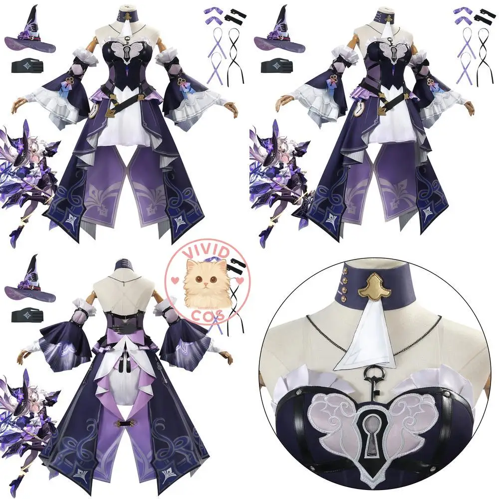 

Popular Game Honkai Star Rail Cosplay Costume Anime The Herta Role Play Outfit Purple Dress for Women Comic Con Halloween Party