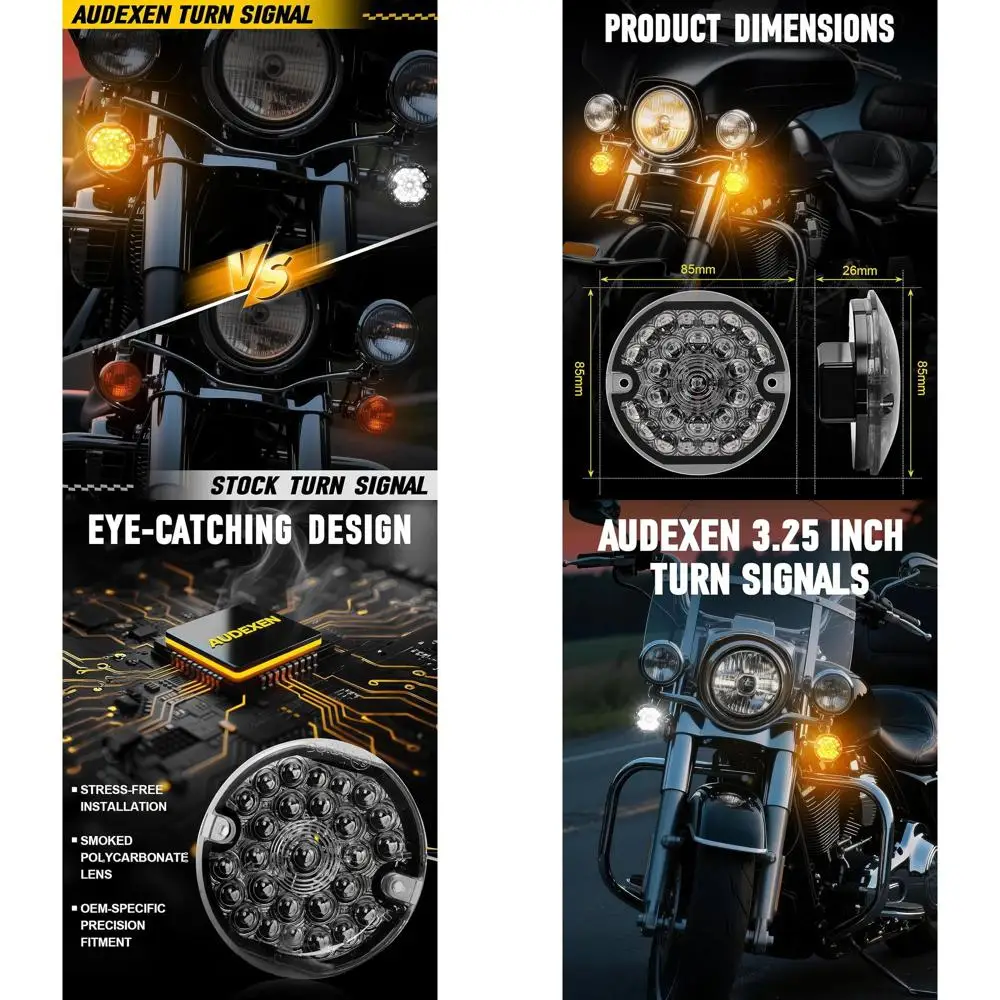 

1157 Base 3-1/4 Front LED Turn Signal with Flat Smoke Lens for Harley Davidson Motorcycles