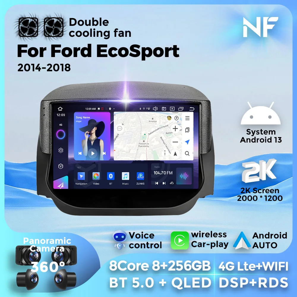 

Android 13 Car Radio Multimedia Video Player For Ford EcoSport 2014-2018 for GPS Wireless Carplay Auto 8 Core 4G WIFI BT GPS DSP