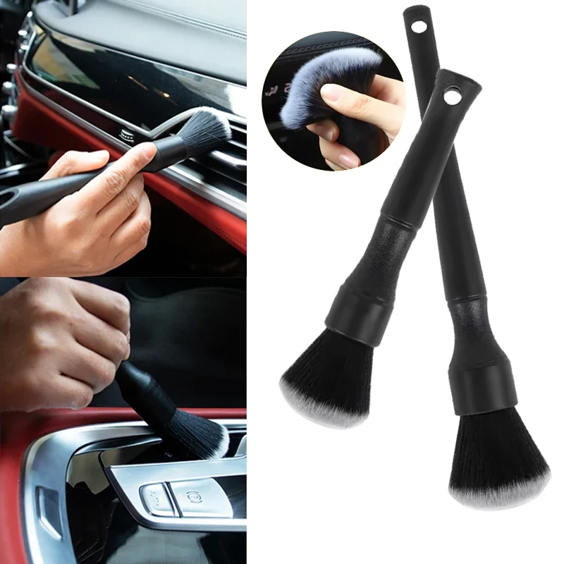 

Car Dashboard Dusting Brush Ultra Soft Interior Crevice Brush Black Long Handle with Synthetic Bristles Car Cleaning Tools