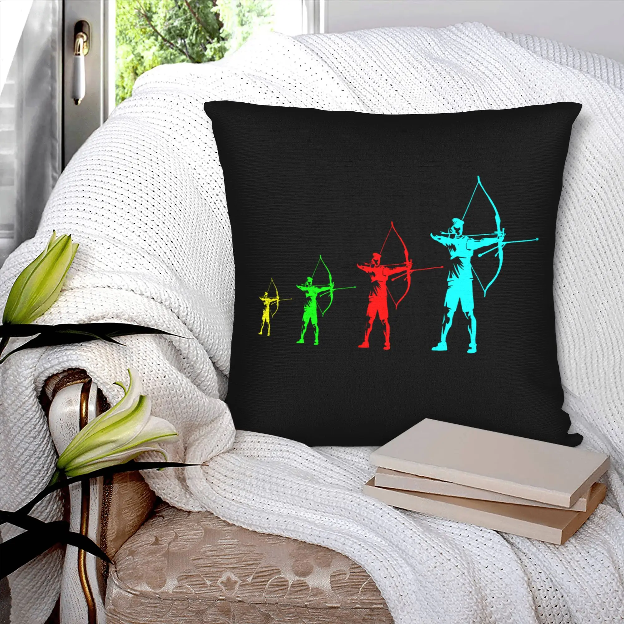 Luxury Archery Sport Cushion Cover 40x40cm Soft Archer Bow Hunting Lover Throw Pillow for Car Square Pillowcase Home Decor
