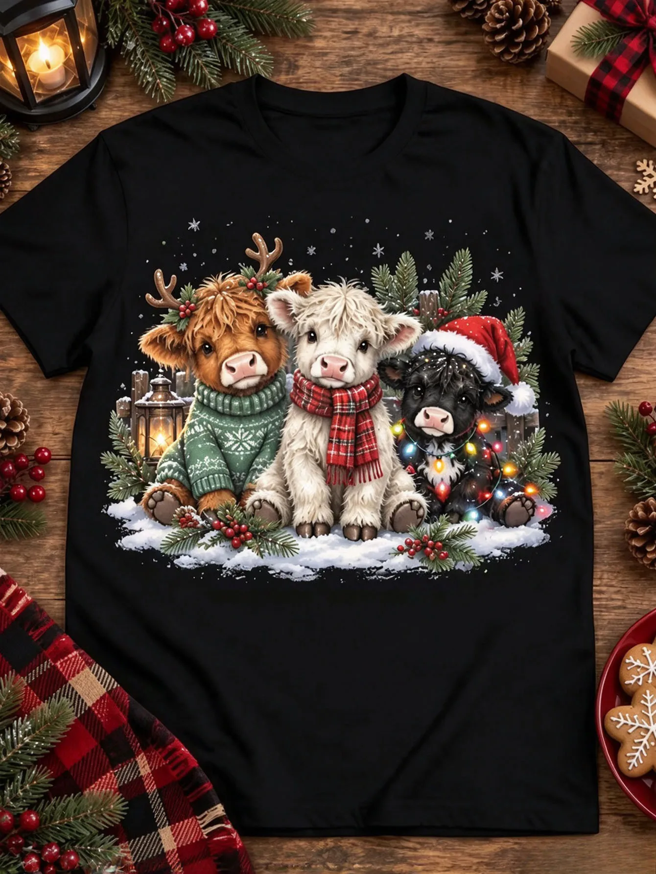 Women Crew Neck T Shirt Santa Favorite Nurse Santa Hat Stethoscope Christmas Light Snowflake Graphic Tops