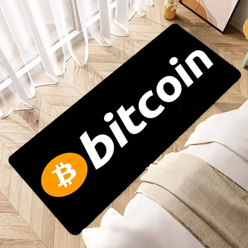 Entrance Doormat Bitcoin Logo Rugs Bathroom Floor Mats Home Carpet Hallway Carpets Bath Foot Non-slip Mat Lounge Rug House Decor