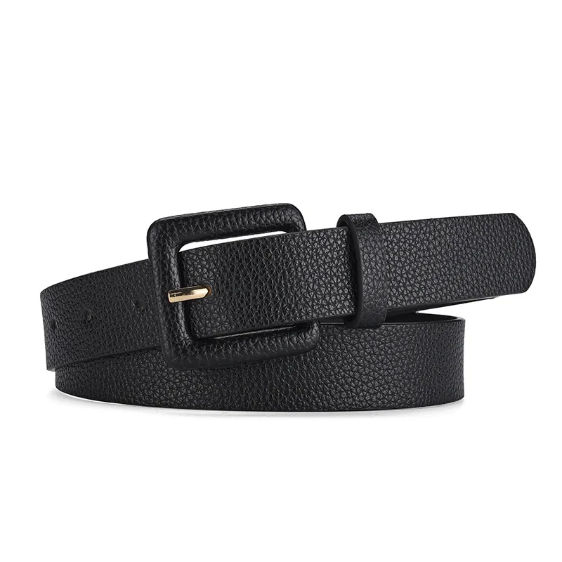 105CM X 2.8CM Black Women Super Cheap Wholesale Litchi Pattern Belt High New Fashion Buckle Brown Pin All Match Down Jacket Coat