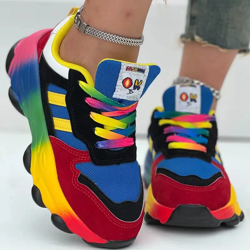 Women Sneakers Fashion Running Colorful Casual Sneakers Women Comfort Lace Up Outdoor Platform Shoes for Women Zapatos De Mujer image 6