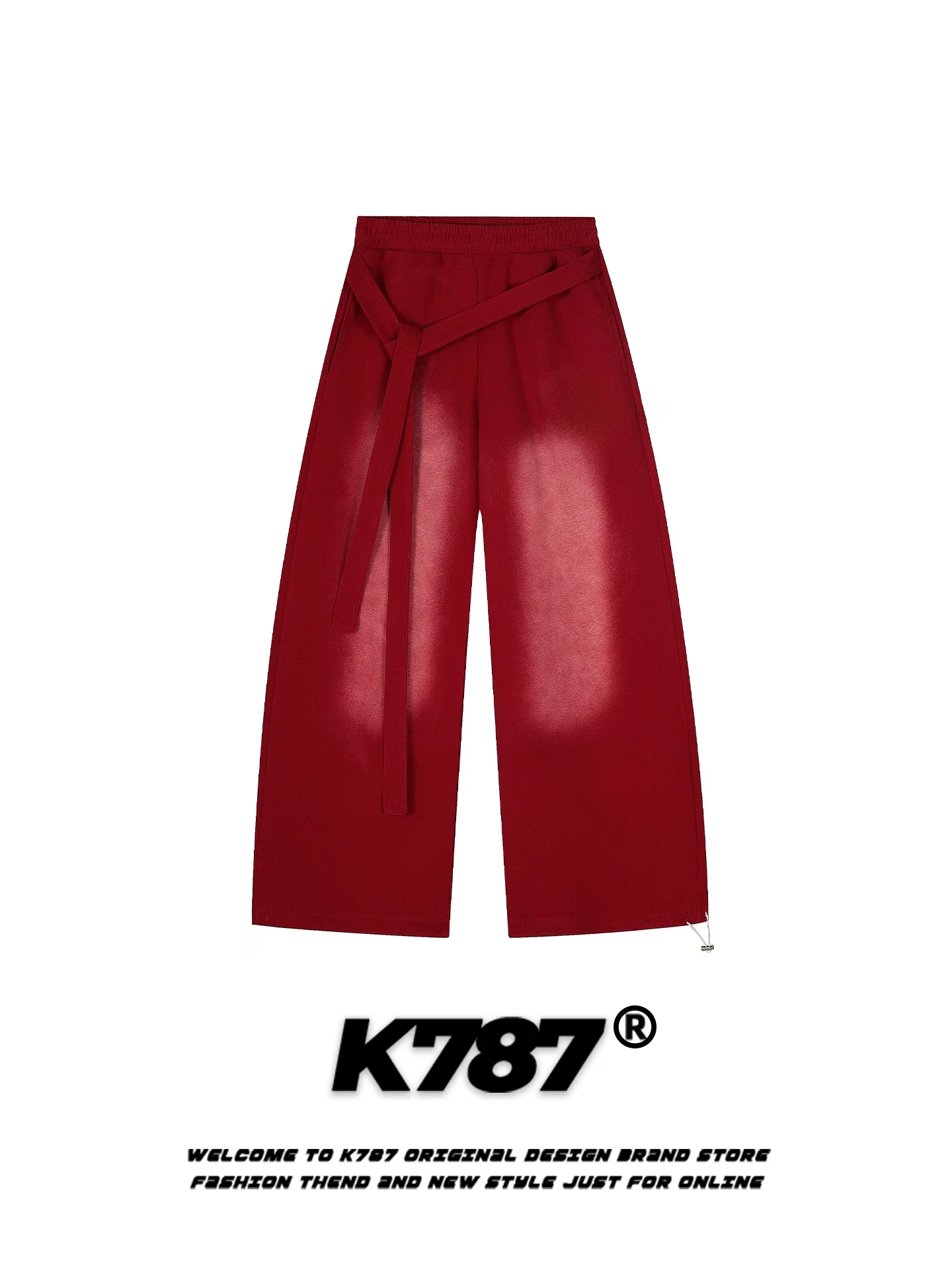 

K787 American Retro adient Tie Casual Sweatpants Loose Fce Wide Leg Straight Cut Long Trousers for Men And Women
