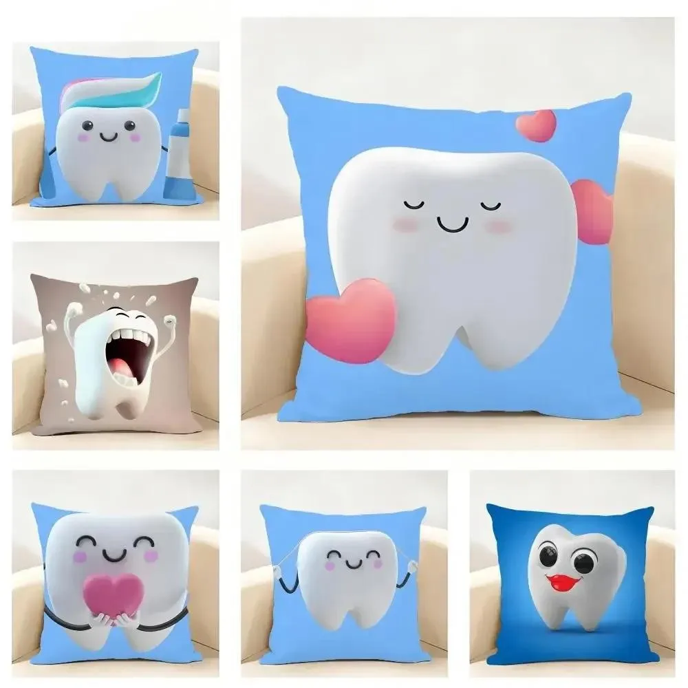 1Pc Personalized Novelty Tooth Anime Throw Pillow, Double-Sided Printing Design, Soft Plush Cushion with Insert, Perfect Gift