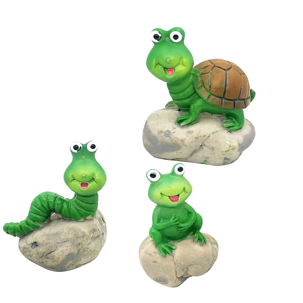 

3Pcs Micro Landscape Frogs Ornament Resin Bonsai Decoration Desktop Decor Photography Prop Gift Frogs Ornament