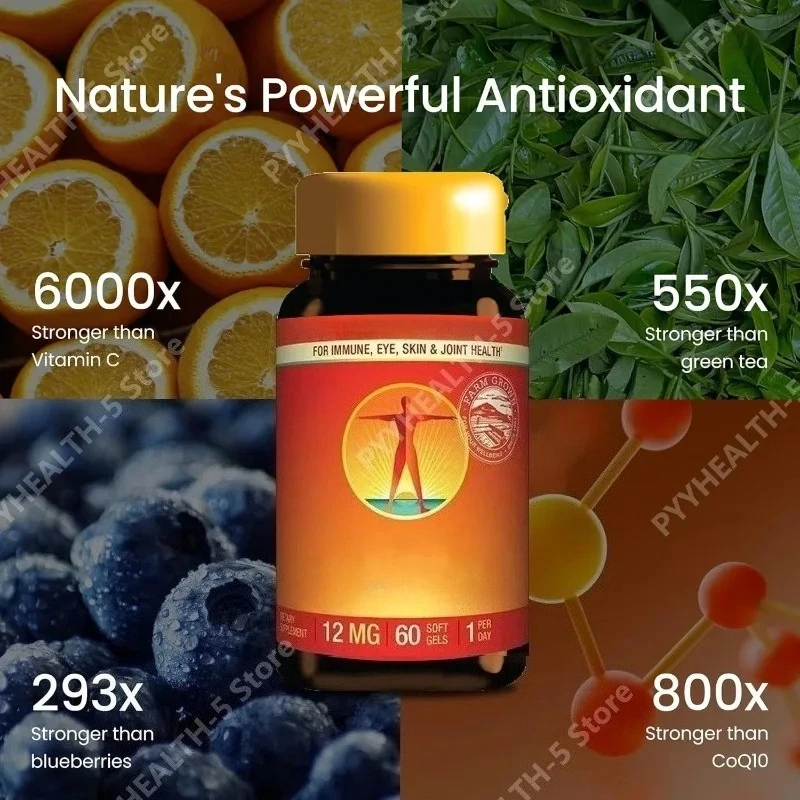 

Astaxanthin - 4mg, 60 Softgels - Farm-Direct Premium Antioxidant Supplement To Support Eye, Skin, Joint & Immune System