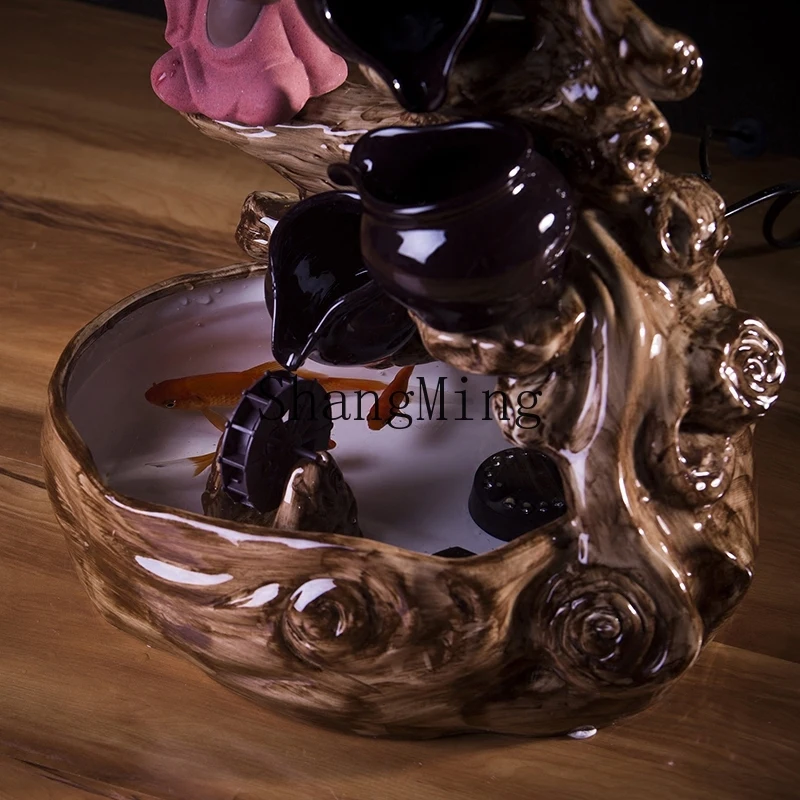 LXY Chinese ceramic water ornaments Lucky fish tank office desktop decoration