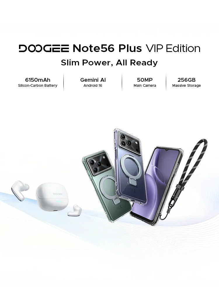 DOOGEE Note56 Plus VIP Smartphone 6150mAh Akku 6,56'' 90Hz Display 48GB+256GB Unterstützt Widevine L1 Android 16 Mobiltelefon