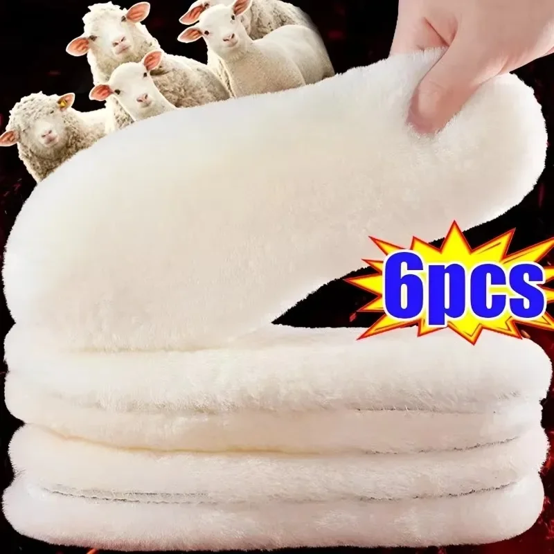 6/2 قطعة أستراليا نعل جلد الغنم الرجال النساء الشتاء سميكة الكشمير الحرارية الصوف الحقيقي النعال للأحذية باطن الداخلية لأحذية الثلوج #2